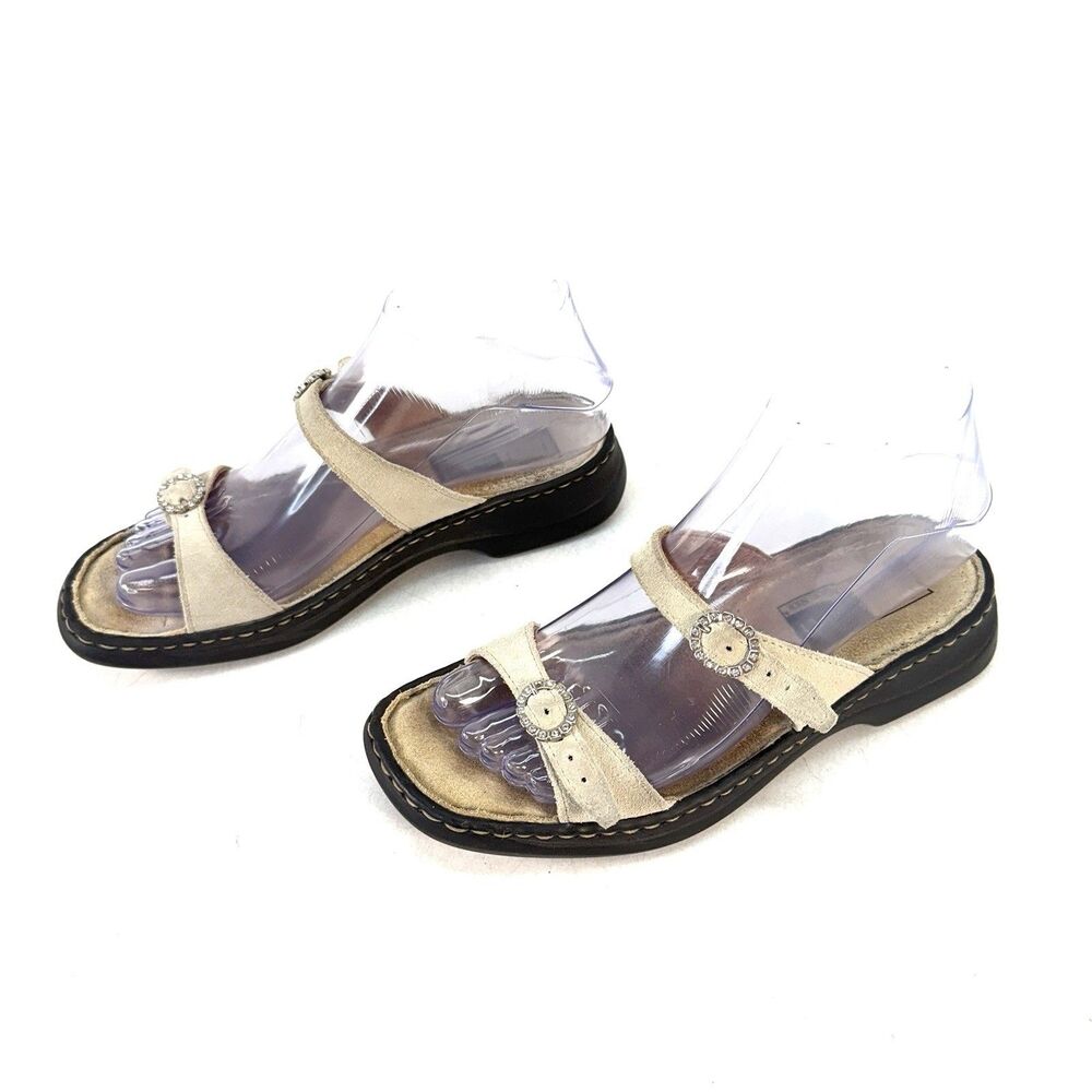 Josef Seibel Womens Jeweled Tan Two Strap High Comfort Sandals EU 36 US 5-5.5